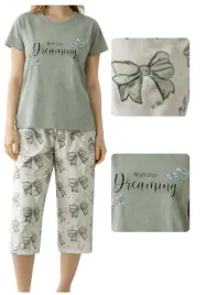 pizama-damska-bawelniana-3-4-spodnie-khaki-dreaming-4xl