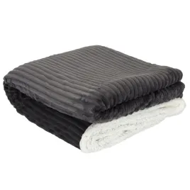 koc-sherpa-szary-180x220cm-prazkowany-gruby-z-pluszem