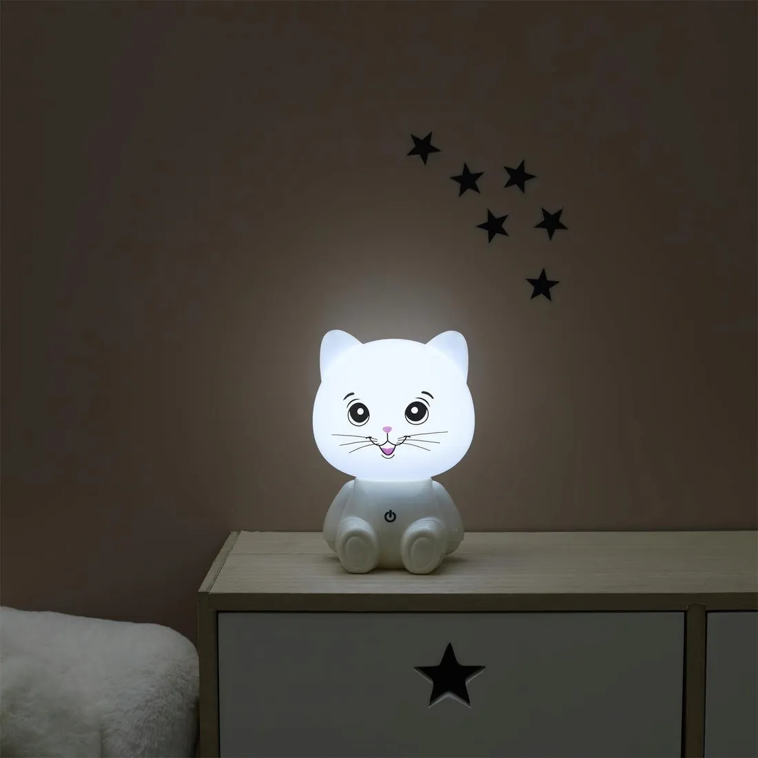 lampka-nocna-kot-usb-led-biala-stan-nowy