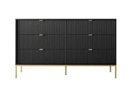 komoda-almagro-6-szuflad-ryflowana-czarna-or-zlote-nogi