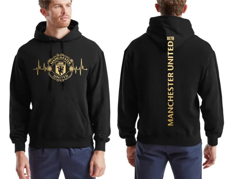 BLUZA MANCHESTER UNITED LINIA ŻYCIA PREZENT DLA FANA PIŁKI ZŁOTY NADRUK