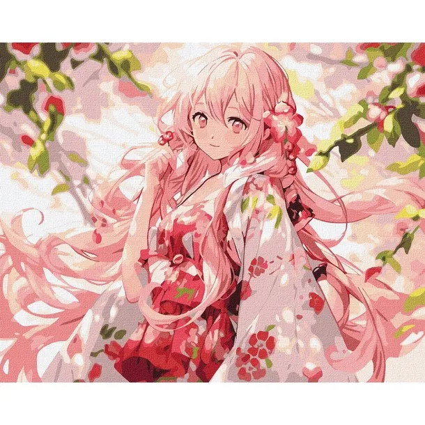 MALOWANIE PO NUMERACH Obrazy do malowania - Dama w Ogrodzie Anime 50x40 cm