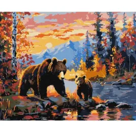 malowanie-po-numerach-obrazy-do-malowania-niedzwiedzia-rodzina-50x40-cm