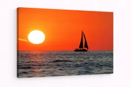 obraz-na-plotnie-canvas-jacht-zaglowy-morze-zachod-slonca-panorama-70x80