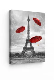 obraz-na-plotnie-canvas-paryz-wieza-eiffla-czerwone-parasole-widok-70x100