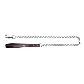 smycz-lancuchowa-ze-skorzana-raczka-classic-czarny-06x115-cm