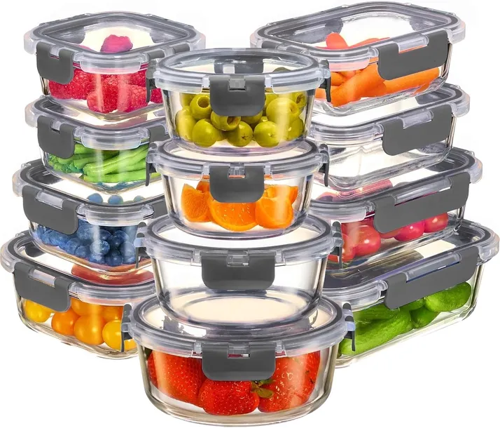 SZKLANE POJEMNIKI NA ŻYWNOŚĆ 12x SZKLANY ZESTAW POJEMNIKÓW PUDEŁKO LUNCHBOX