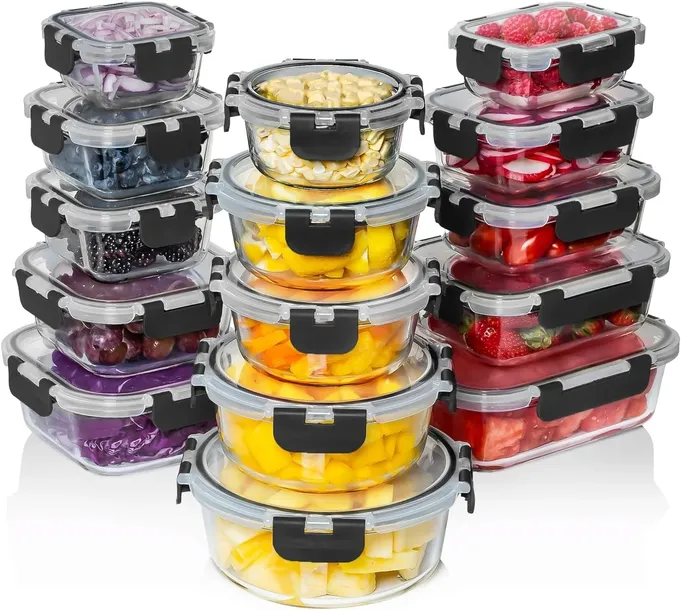 SZKLANE POJEMNIKI NA ŻYWNOŚĆ 15x SZKLANY ZESTAW POJEMNIKÓW PUDEŁKO LUNCHBOX