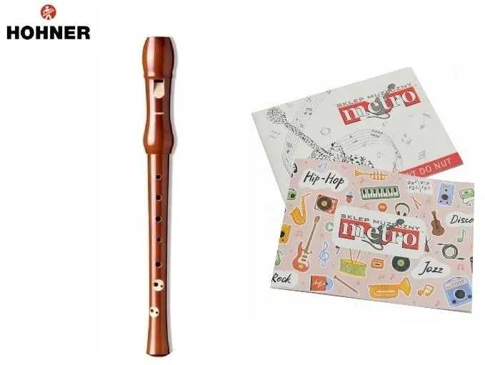 Flet prosty drewniany hohner + zeszyt do nut