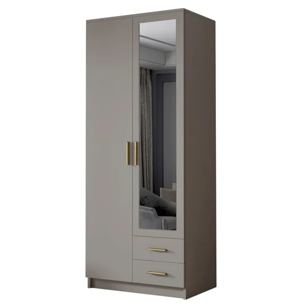 Szafa uchylna ADA II 80cm - pojemna garderoba z lustrem - KASZMIR+ZŁOTY