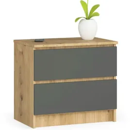 szafka-nocna-sypialnia-60-cm-2-szuflady-klasyczna-dab-artisan-grafit-szary