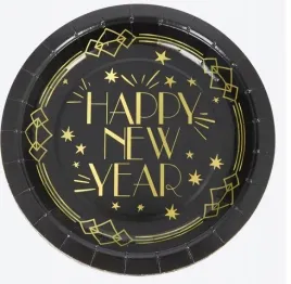 talerzyki-czarne-happy-new-year-18-cm-6-szt