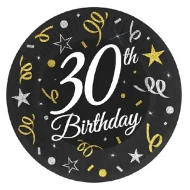 talerzyki-papierowe-30th-birthday-czarne-18cm-6-sztuk-pw-t307