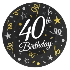 talerzyki-papierowe-40th-birthday-czarne-18cm-6-sztuk-pw-t407