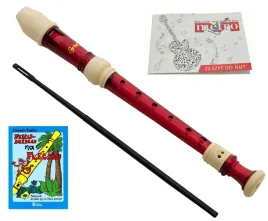 czerwony-flet-prosty-plastikowy-sopranowy-hy-228-etui-zeszyt-samoucze