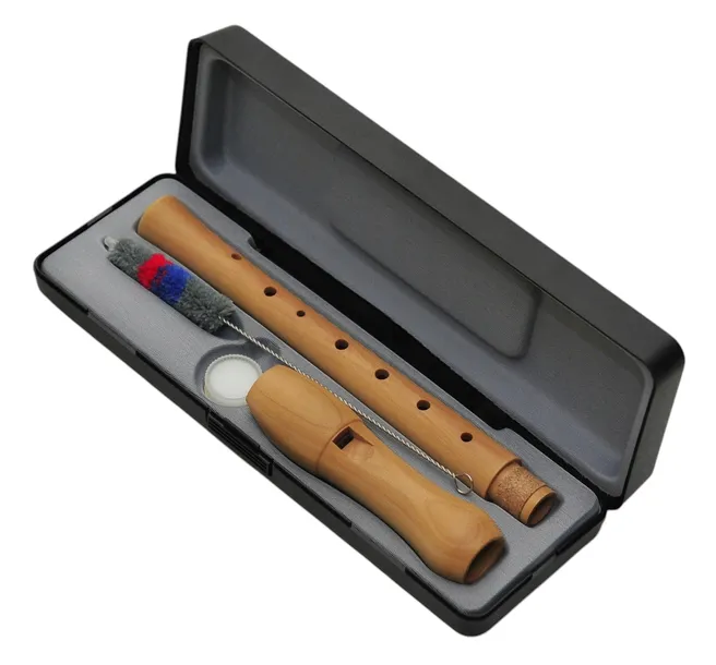 Flet prosty drewniany sopranowy - wycior / smar / etui + zeszyt nutowy