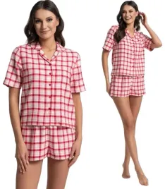 pizama-damska-rozpinana-dwuczesciowa-w-sliczna-kratke-czerwony-moraj-3xl
