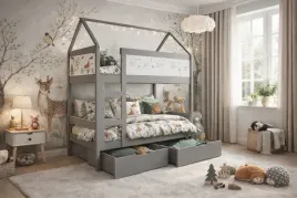 lozko-pietrowe-domek-house-2-osobowe-materace-160x80-gratis