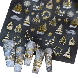 naklejki-na-paznokcie-3d-swiateczne-choinki-sniezynki-zlote-holo