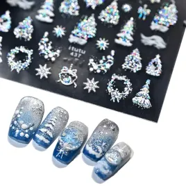 naklejki-na-paznokcie-3d-swiateczne-choinki-sniezynki-zlote-srebrne-holo