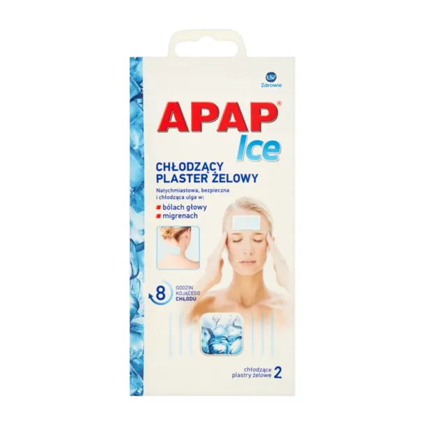 Apap Chłodzący Plaster Żelowy Ból Głowy Migrena Gorączka Ulga 2 szt.