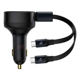 2w1-ladowarka-samochodowa-33w-2x-usb-c-enjoyment-czarna-baseus