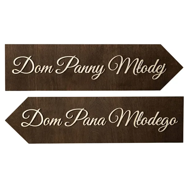 Drogowskaz Dom Panny Młodej Dom Pana Młodego ZESTAW 2 szt Drewniany Boho