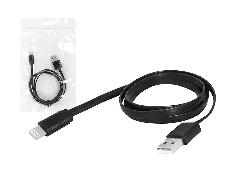 kabel-usb-iphone-8pin-1m-plaski-czarny