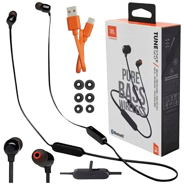 Słuchawki bezprzewodowe dokanałowe JBL TUNE 125BT ORYGINAL czarne bluetooth