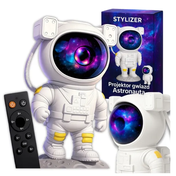 PROJEKTOR GWIAZD ASTRONAUTA LAMPKA NOCNA DLA DZIECI KOSMOS RZUTNIK GWIAZDY