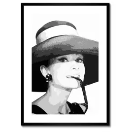 plakaty-w-ramie-50x70-hepburn-z-kapeluszem