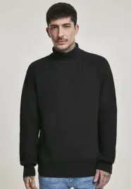 sweter-tb3130-cardigan-stitch-roll-neck-black