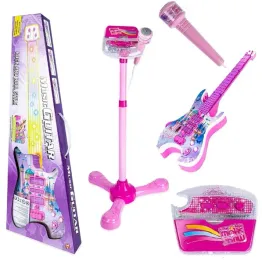 gitara-elektryczna-zestaw-karaoke-dla-dzieci-mikrofon-struny-muzyka-statyw