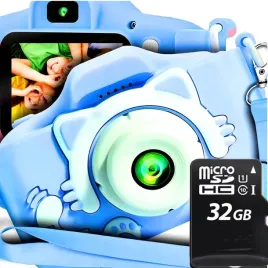 aparat-cyfrowy-fotograficzny-dla-dzieci-kotek-niebieski-karta-pamieci-32-gb