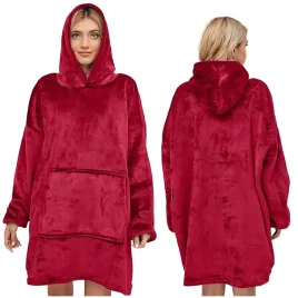 kocobluza-czerwona-bluza-koc-oversize-gruba-bluza-z-kapturem-duzy-szlafrok