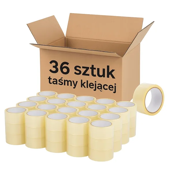 TAŚMA PAKOWA klejąca 48/50y Taśma BEZBARWNA MOCNA AKRYLOWA 36szt.