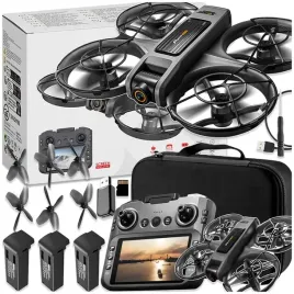 dron-kontroler-z-lcd-2-kamery-silnik-bezszczotkowy-zabawka-135g-wifi-3x-aku