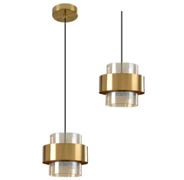 lampa-wiszaca-sufitowa-brazowe-szklo-zlota-obrecz
