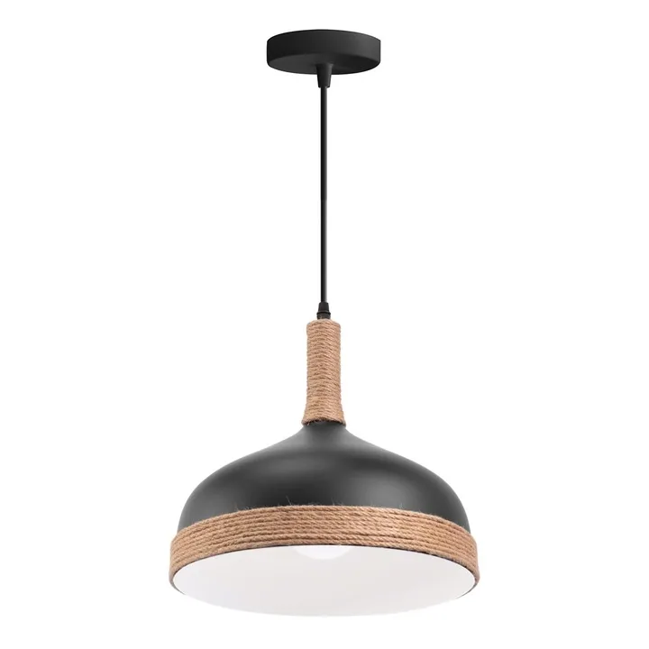 lampa-sufitowa-wiszaca-metalowa-czarna-brazowy-sznurek-jutowy-loft-e27-stan-nowy
