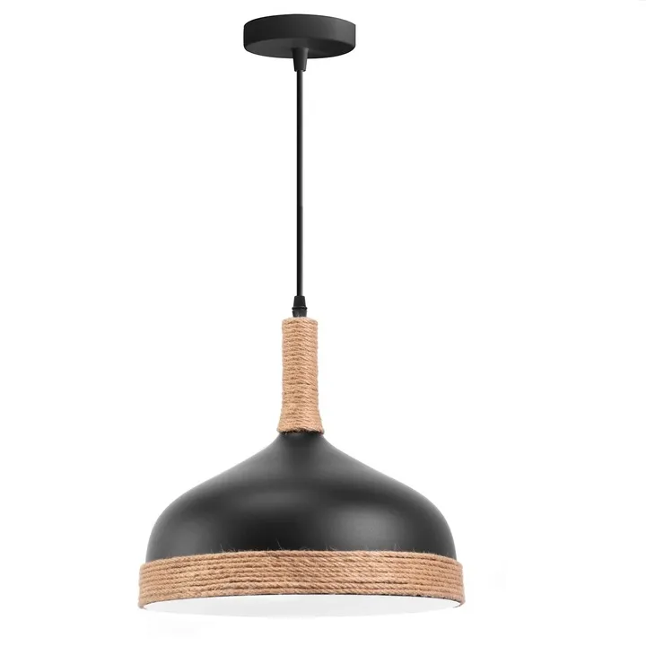 lampa-sufitowa-wiszaca-metalowa-czarna-brazowy-sznurek-jutowy-loft-e27