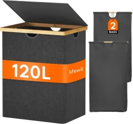 kosz-na-pranie-2-komorowy-organizer-wyjmowane-torby-solidny-czarny-120l