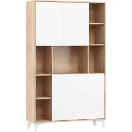 regal-biurko-rozkladane-105cm-sonoma-bialy-polysk-megi-2