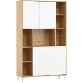 regal-biurko-rozkladane-105cm-dab-artisan-bialy-polysk-megi-2