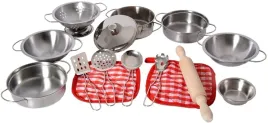 metalowe-naczynia-garnki-patelnia-akcesoria-sciereczki-walek-miska-15ele