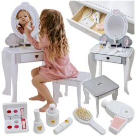 drewniana-toaletka-dla-dziewczynki-dzieci-duza-lustro-kosmetyki-suszarka