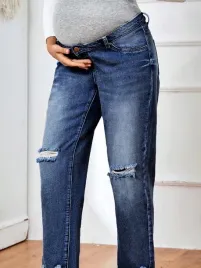jeansy-ciazowe-proste-niebieskie-z-przetarciami-i-dziurami-casual-shein-m