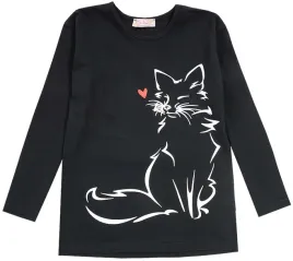 bluzka-dziewczeca-bawelna-dlugi-rekaw-lisek-czarny-134-t003b