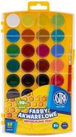 astra-farby-akwarelowe-miodowe-astra-32-kolory-szkolne-wodne-pedzelek