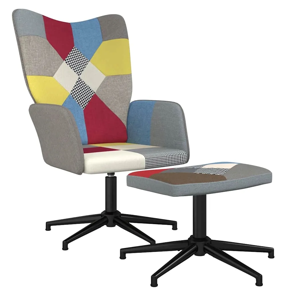 fotel-z-podnozkiem-patchwork-obity-tkanina-stan-nowy
