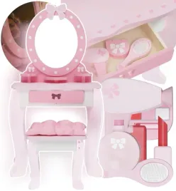 playtive-drewniana-toaletka-rozowa-duze-lustro-taboret